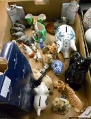 Box of ceramic animals inc Border Fine Arts etc