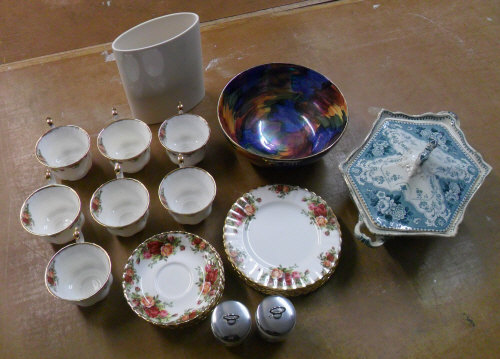Royal Albert 'Old Country Roses' part tea service, Maling storm lustre bowl etc