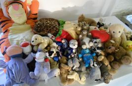 Lg box of soft toys inc Disney & TY Beanie Babies etc
