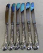 6 silver handled cake knives, Sheffield 1908-1911