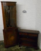 Recency style mah corner cabinet with inlaid door & regency style sm bookcase