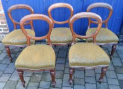 5 Vict balloon back dining chairs