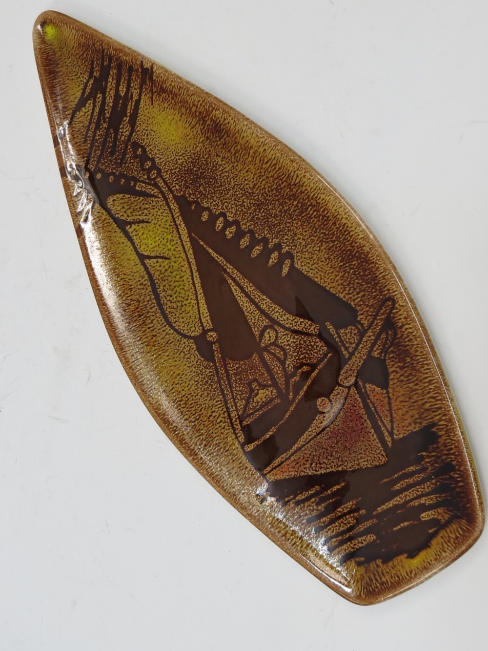 A large Poole pottery Aegean spear dish with sailing ship design, 44cm.