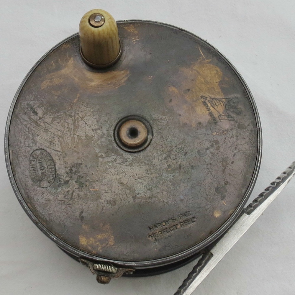 A rare vintage 'Hardy Bros.' brass faced 'Perfect reel', 4 1/4"