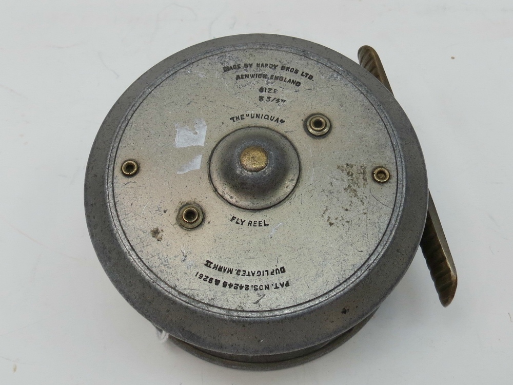A vintage Hardy Bros., The "UNIQUA", fly fishing reel; overall diameter 3 3/4".