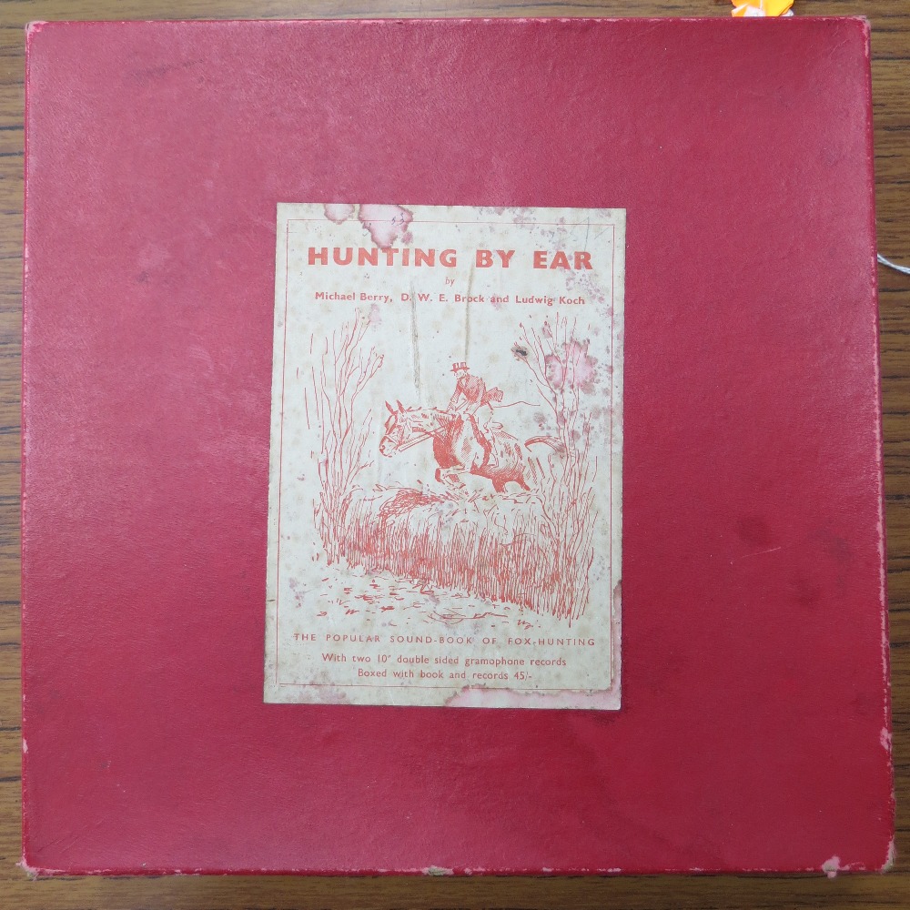 Book: ' Hunting by Ear'.  A boxed set of two gramophone records, a key and instruction booklet for a