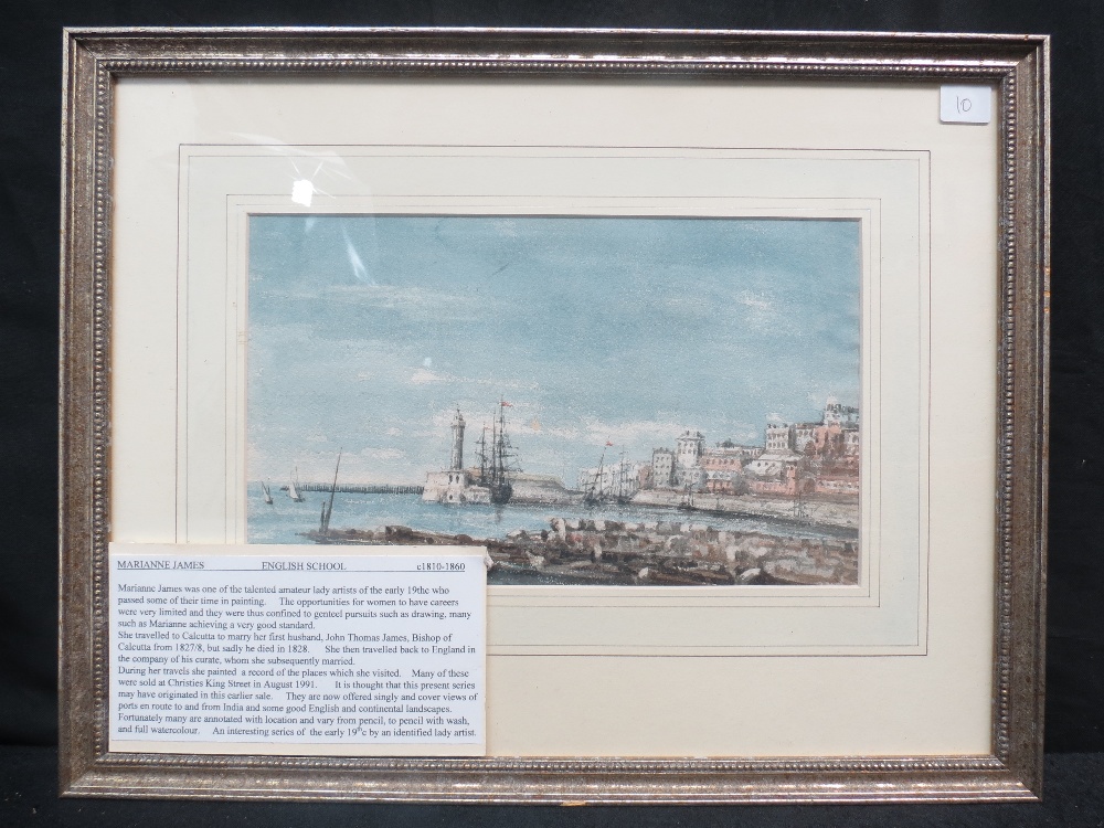 After Marianne James (1810-1860), 'View of Margate and harbour' dated 22nd May 1835, watercolour;