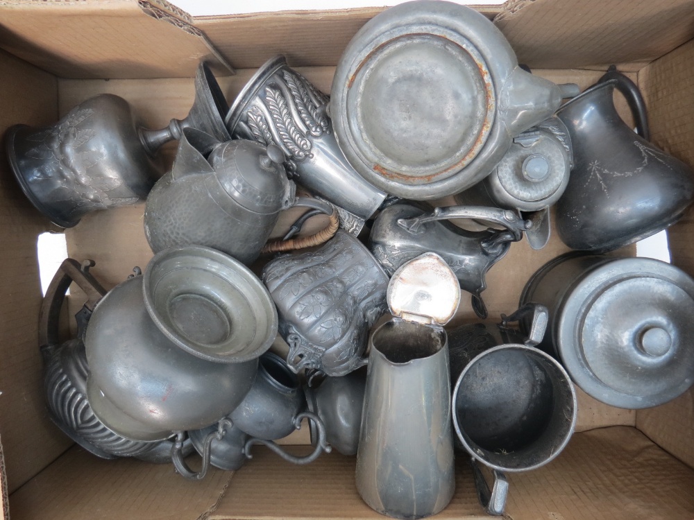 A large quantity of Victorian pewter and Britannia metal items.