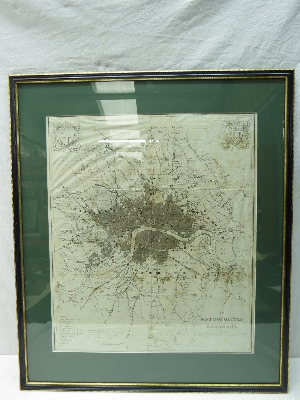 A monochromatic map of London and the Metropolitan Boroughs `as defined by the Reform Bill` dated