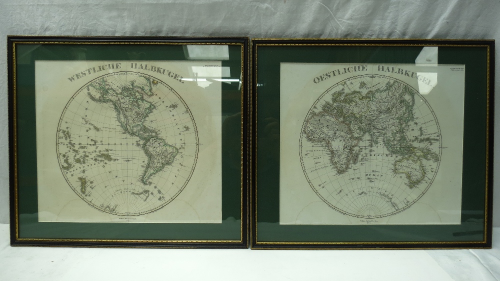 A pair of terrestrial maps of the World `Westliche Halbkugel` by Justas Perthes of Gotha 1870. 30 x