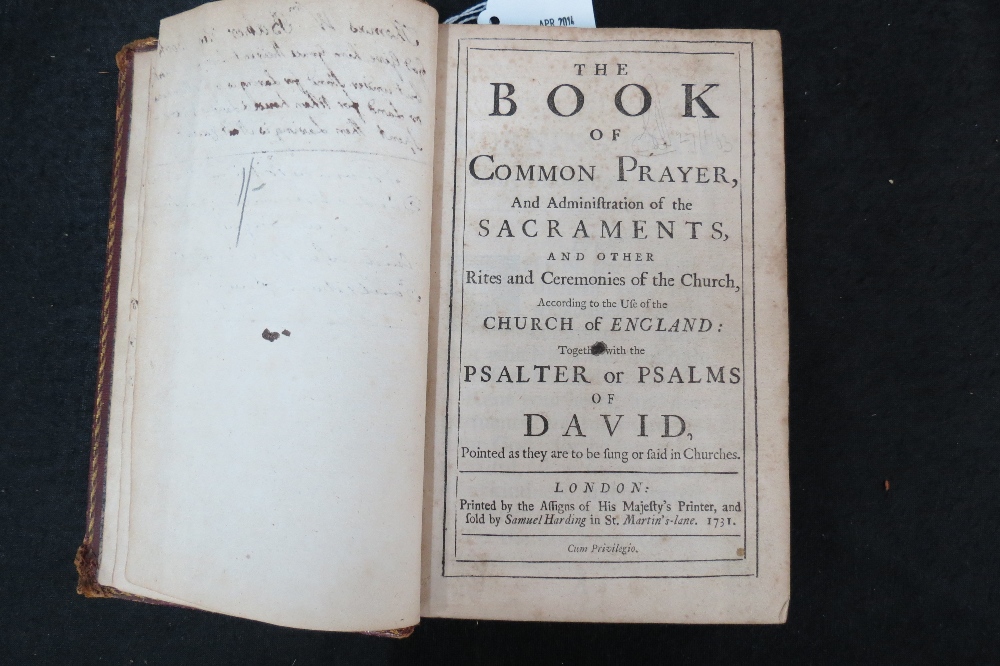 `The Book of Common Prayer` 1662, edition of 1731 with state prayers for King George, Queen