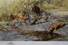 David Shepherd O.B.E (b. 1931) ARR, ""The Tigers of Bandhavgarh"", Signed and numbered 594/1000 in