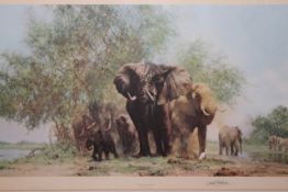 David Shepherd O.B.E (b. 1931) ARR, ""Elephants and Egrets"", Signed and numbered 690/1300 in