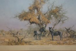 David Shepherd OBE (b.1931) ARR, ""Zebra`s and Colony Weavers"", Signed in pencil, Colour print, 41