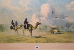 David Shepherd OBE (b.1931) ARR, ""Tahili Fort Buraimi"", Colour print, 37 x 56cm. Together with ""