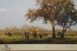 David Shepherd OBE (b.1931) ARR, ""Luangwa Evening"", Signed and numbered 482/1500, Colour print,