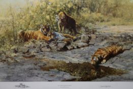 David Shepherd O.B.E (b. 1931) ARR, ""The Tigers of Bandhavgarh"", Signed and numbered 771/1000 in