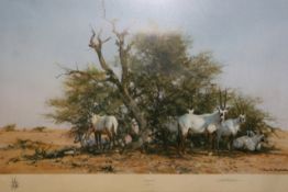 David Shepherd OBE (b.1931) ARR, ""Arabian Oryx"", Signed and numbered 1351/1500, Colour print, 45