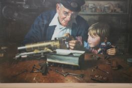 David Shepherd OBE (b.1931) ARR, ""Grandpa`s Workshop"", Signed and numbered 206/850, Colour print,