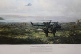 David Shepherd OBE (b.1931) ARR, ""Falklands Casevac, Ajax Bay, 28 May 1982"", Signed and numbered