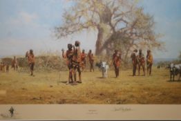 David Shepherd OBE (b.1931) ARR, ""The Masai"", Signed and numbered 549/850 Colour print, 30 x