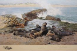 David Shepherd OBE (b.1931) ARR, ""Elephant Seals"", Signed and numbered 754/1500 Colour print, 25