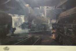 David Shepherd OBE (b.1931) ARR, ""Willesden Sheds"", Signed and numbered 844/850, Colour print, 39