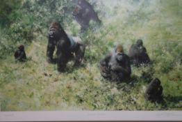 David Shepherd OBE (b.1931) ARR, ""Lowland Gorillas"", Signed in pencil, Colour print, 36 x 56cm.