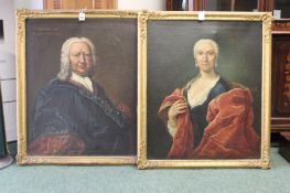 A PAIR OF 18TH.C.OIL ON CANVAS PORTRAITS