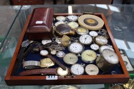 A LARGE COLLECTION OF VINTAGE POCKET WATCHES, WRIST WATCHES, ETC