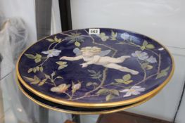 A PAIR OF VICTORIAN MINTON LARGE DISHES WITH FAIRY DECORATION