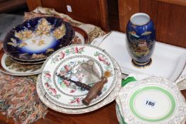 VARIOUS CHINAWARE TO INCLUDE CARLTONWARE, AN EMBROIDERED THROW,ETC