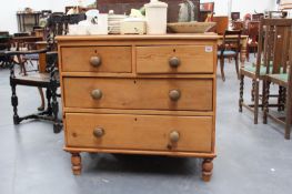 A VICTORIAN PINE CHEST OF DRAWERS