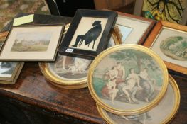 A 19TH.C.SILHOUETTE AND VARIOUS CLASSICAL ENGRAVINGS,ETC