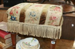 A VICTORIAN TAPESTRY TOPPED STOOL