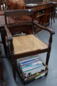 A PAIR OF COLONIAL CANE SEAT ARMCHAIRS