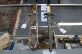 A GERMAN NAZI FORESTRY KNIFE AND A NAZI DRESS DAGGER