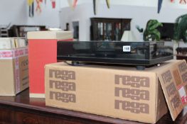 A RARE REGA PLANAR 2 TURNTABLE IN ORIGINAL BOX TOGETHER WITH A LARGE QTY OF LP RECORDS