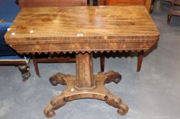 A WM.IV, MAHOGANY FOLD OVER TEA TABLE