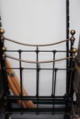 A BRASS AND IRON SINGLE BED