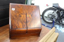 A VICTORIAN WALNUT STATIONERY BOX