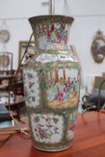 A CHINESE FAMILLE ROSE VASE CONVERTED TO LAMP