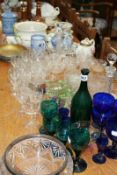 A COLLECTION OF 19TH.C.AND LATER GLASSWARE, VARIOUS BLUE AND WHITE AND OTHER CHINA, BRASS PICTURE