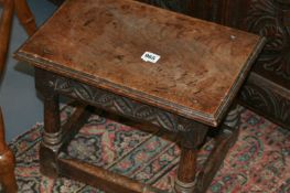 A SMALL OAK JOINT STOOL