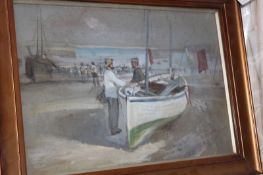 AN EARLY 20TH.C.WATERCOLOUR COASTAL SCENE BY G DOUGLAS MACKENZIE