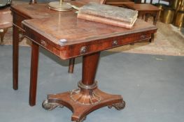A WM.IV. ROSEWOOD FOLD OVER CARD TABLE