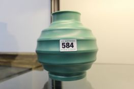 A KEITH MURRAY WEDGWOOD PALE GREEN RIBBED VASE