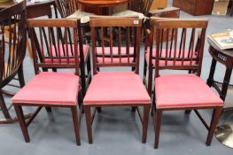 A SET O F FIVE GEORGIAN FRUITWOOD DINING CHAIRS AND ONE OTHER SIMILAR