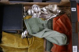 A QTY OF SILVER AND PLATED CUTLERY,ETC