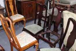 SIX VARIOUS QUEEN ANNE STYLE CHAIRS